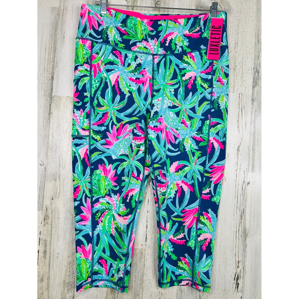 Lilly Pulitzer Luxletic Weekender High Rise Crop XXL Macaw Blue Sweet Escape NWT